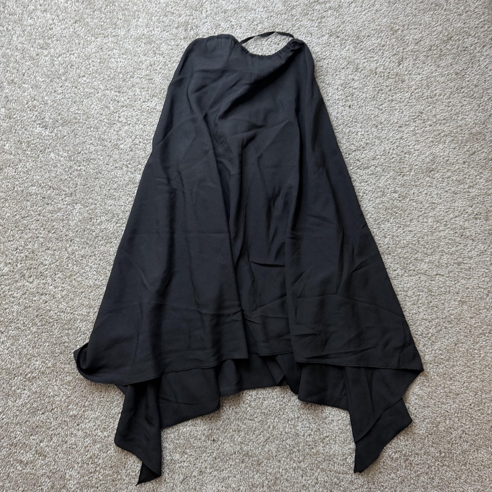 DKNY Blouse Womens M/L Black Halter Handkerchief Hem Sleeveless Tunic Top